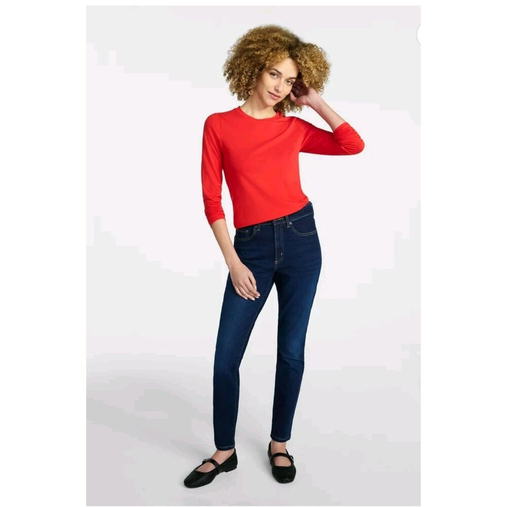 Time and tru Women's High Rise Skinny Jeans,29"Inseam Regular, Size 2 Dark Wash